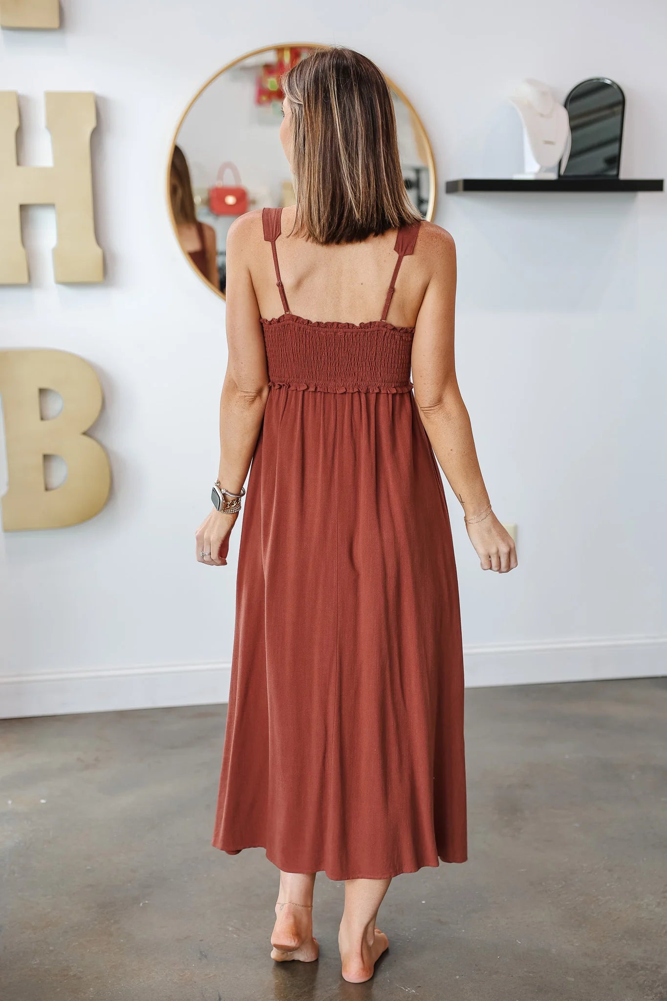 Chocolate Brown Midi Dress