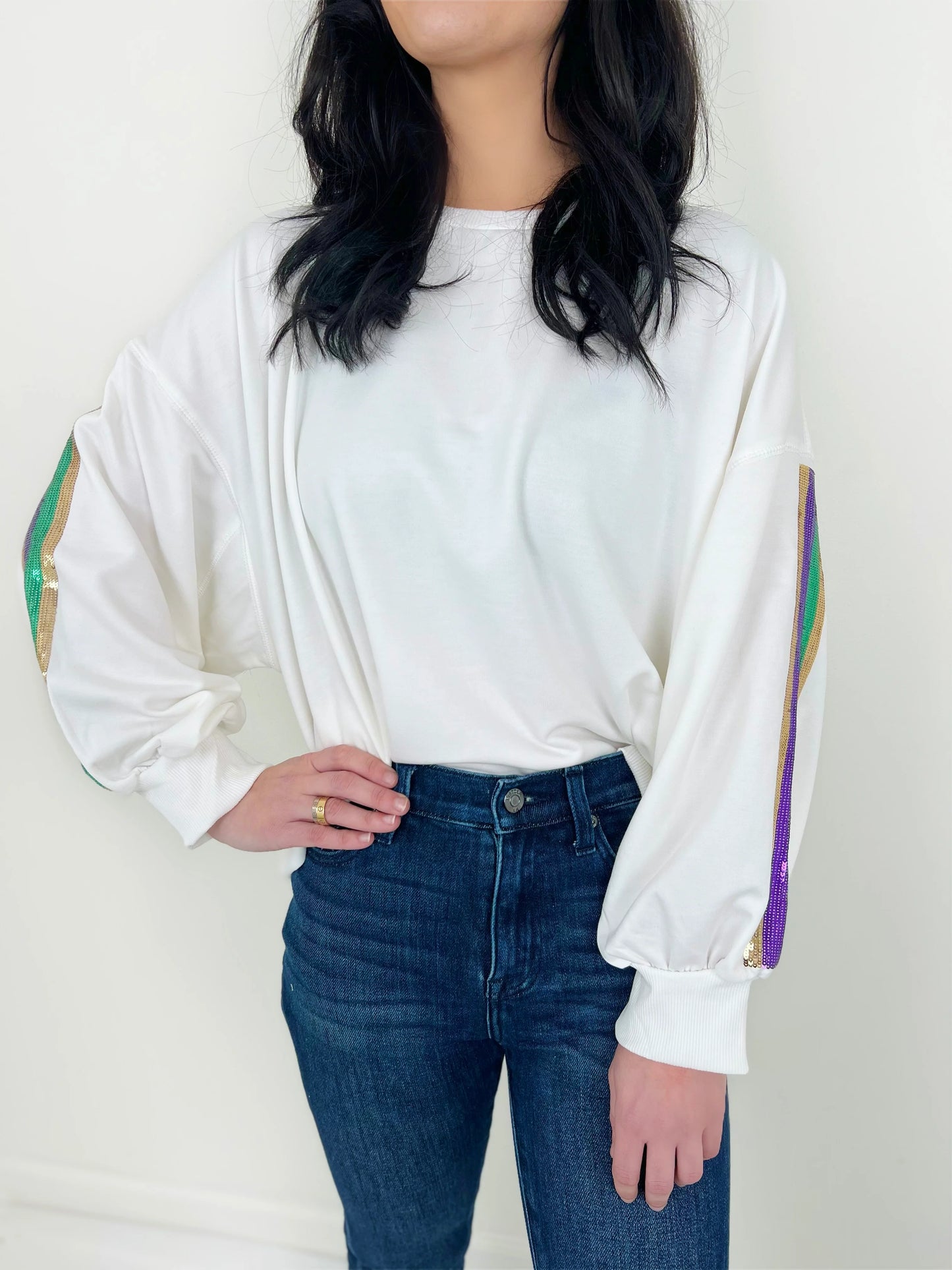 Millie Mardi Gras Stripe Sweatshirt