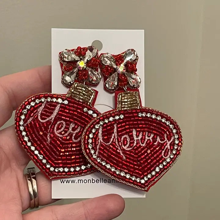 Red Merry Ornament Earrings