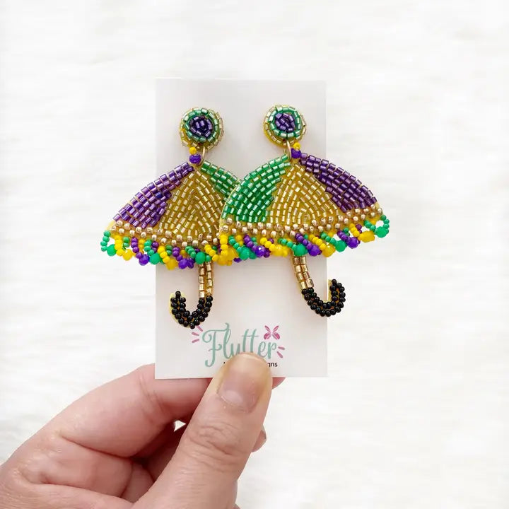 Multi Colored Parasol Beaded Earrings