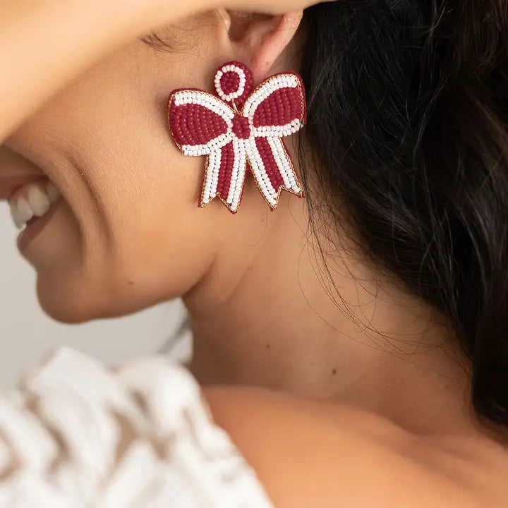Garnet Bow Earrings