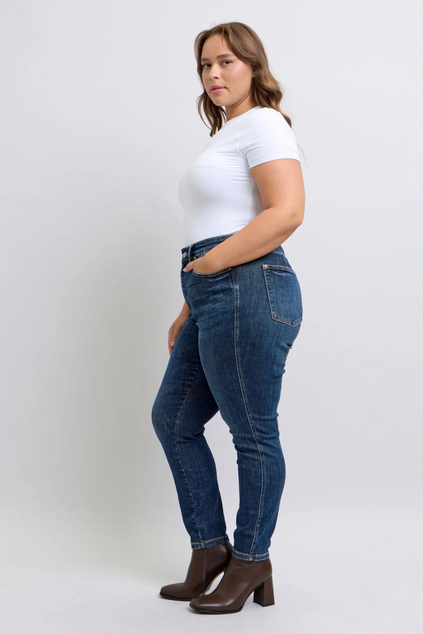 Judy Blue Mid-Rise Tummy Control Vintage Wash Skinny Jeans (Plus)