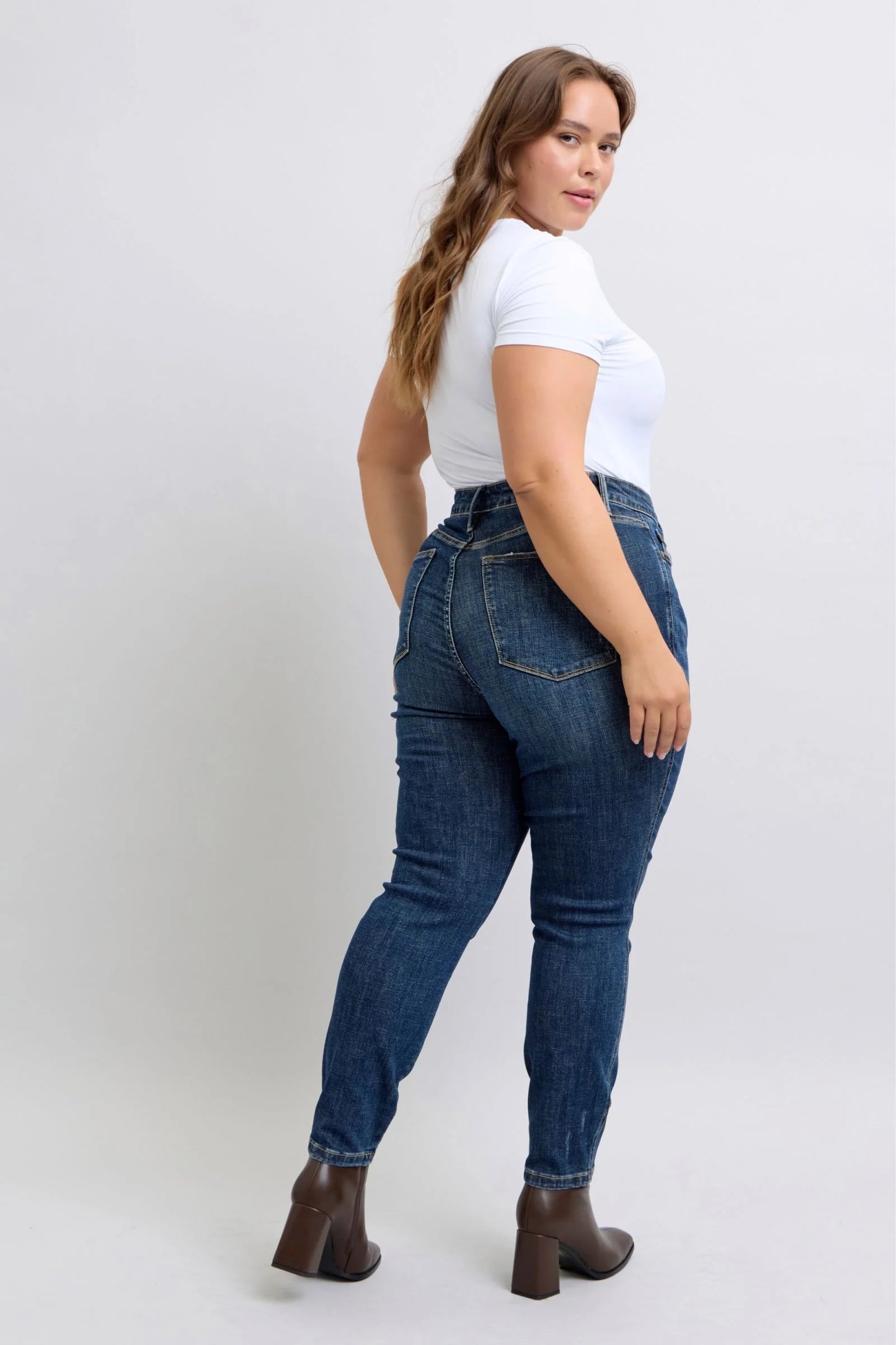 Judy Blue Mid-Rise Tummy Control Vintage Wash Skinny Jeans (Plus)
