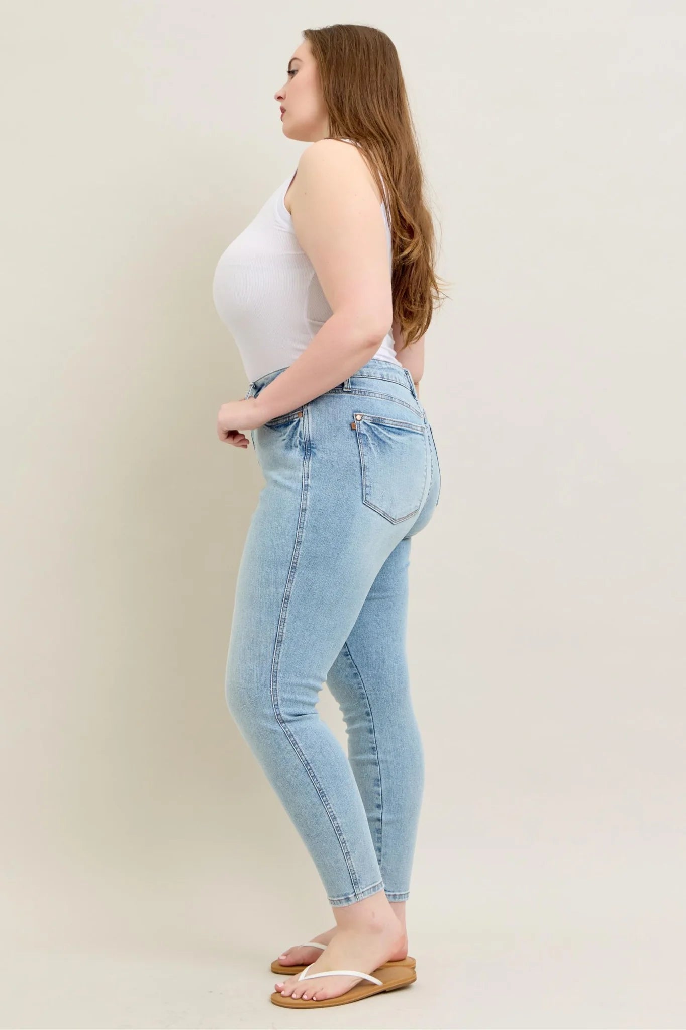 Judy Blue Mid-Rise Tummy Control Vintage Wash Light Skinny Jeans (Plus)