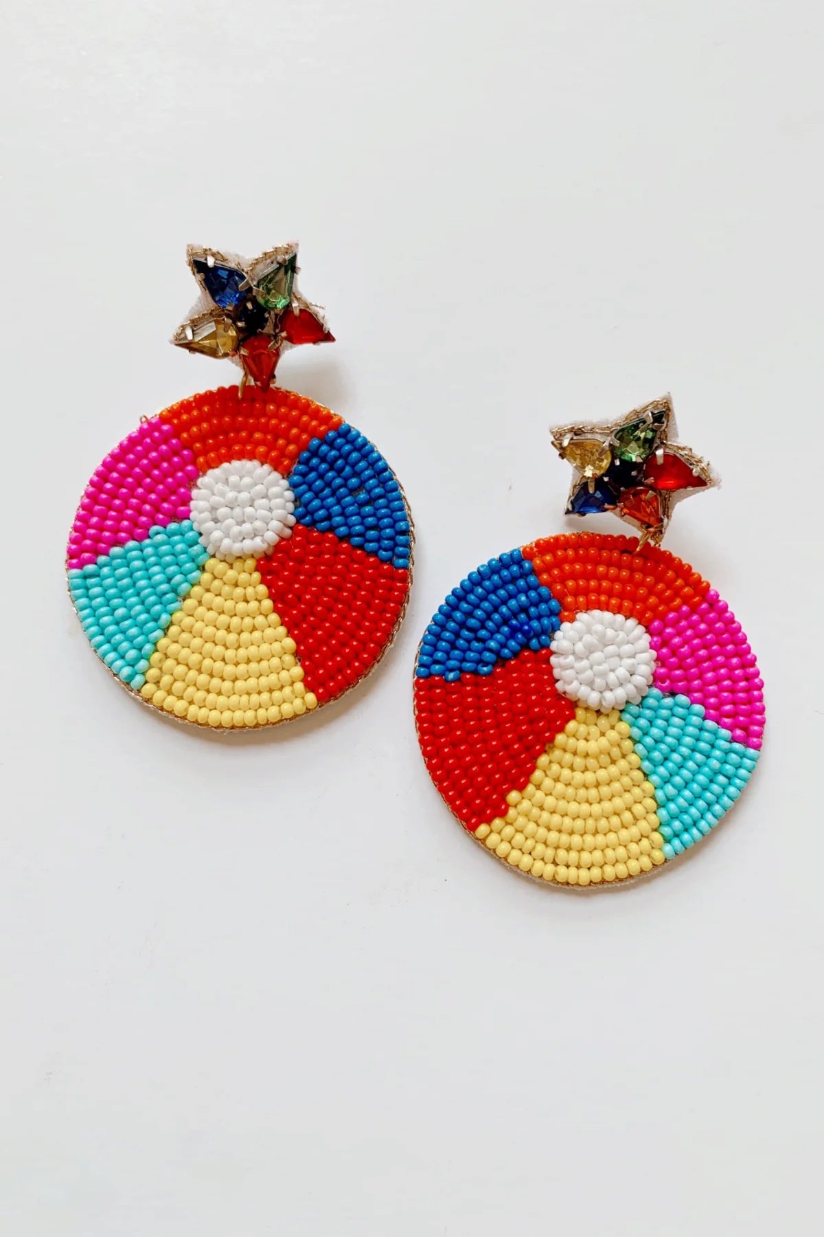 Beaded Beach Ball Earrings