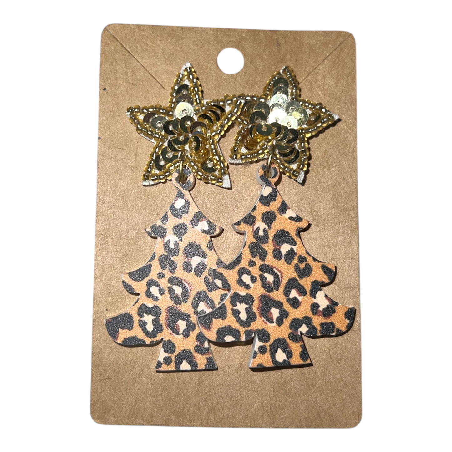 V&L - Cheetah Christmas Tree Acrylic Earrings