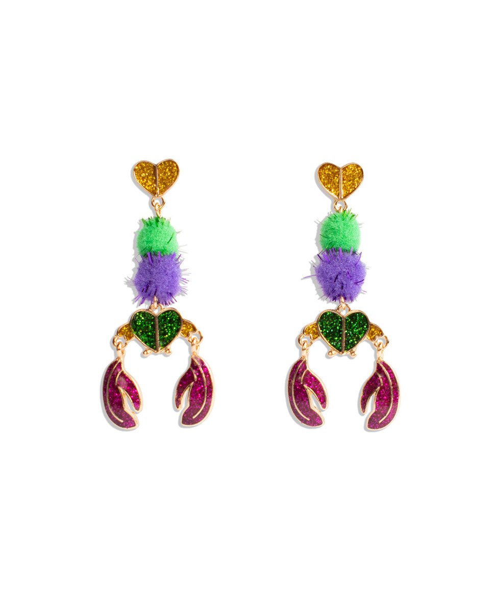 TRS - Crawfish Carnival Pom Pom Earrings