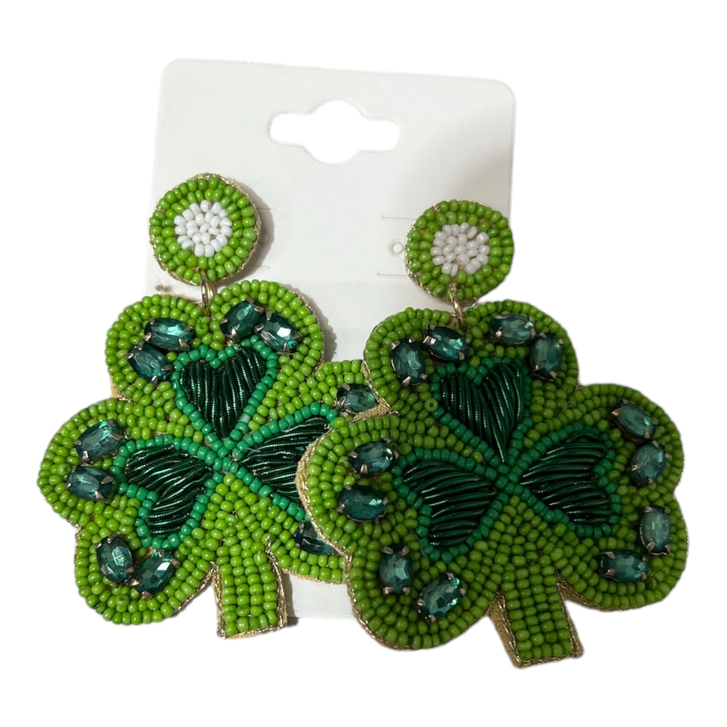 Four Leaf Clover Beaded Earrings