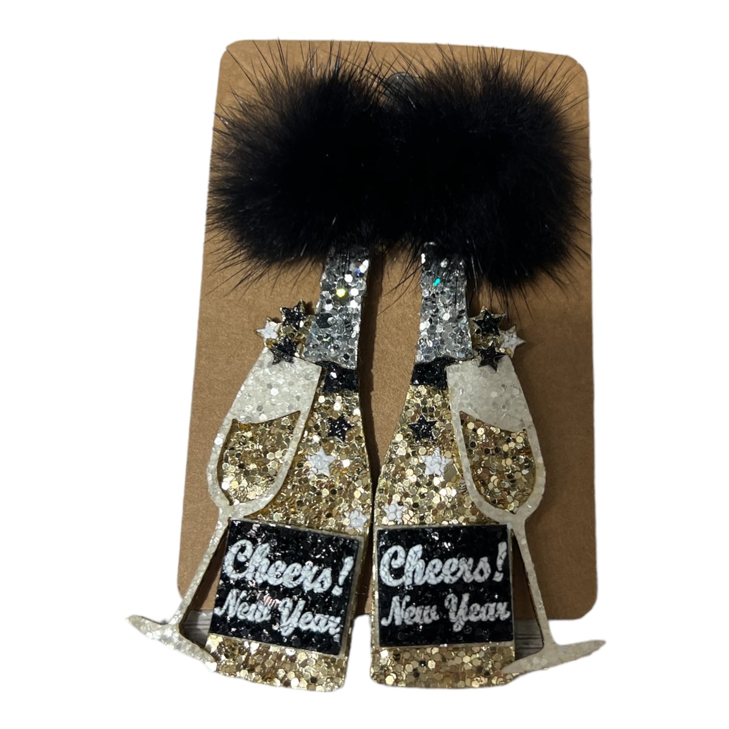 Glitter Champagne Bottles "New Years" Earrings