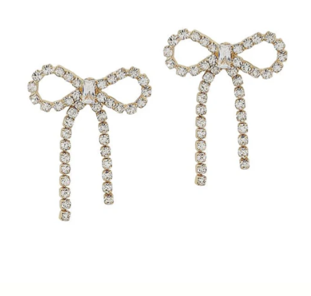 Gold Rhinestone Bow Earrings