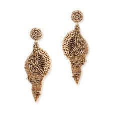 Beaded Gold Shell Earrings