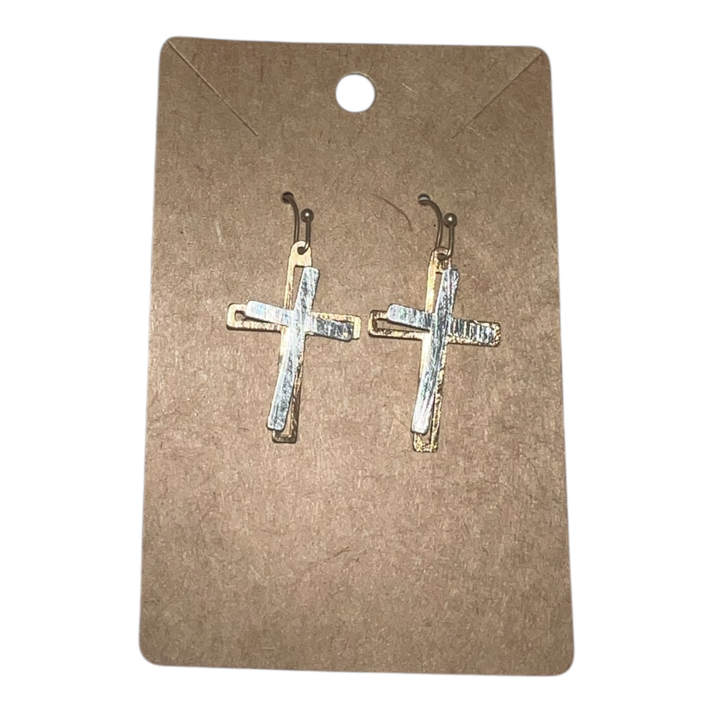 GS - Gold and Silver Cross Earrings