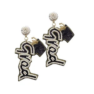 "Grad" Pearl and Beaded Earrings