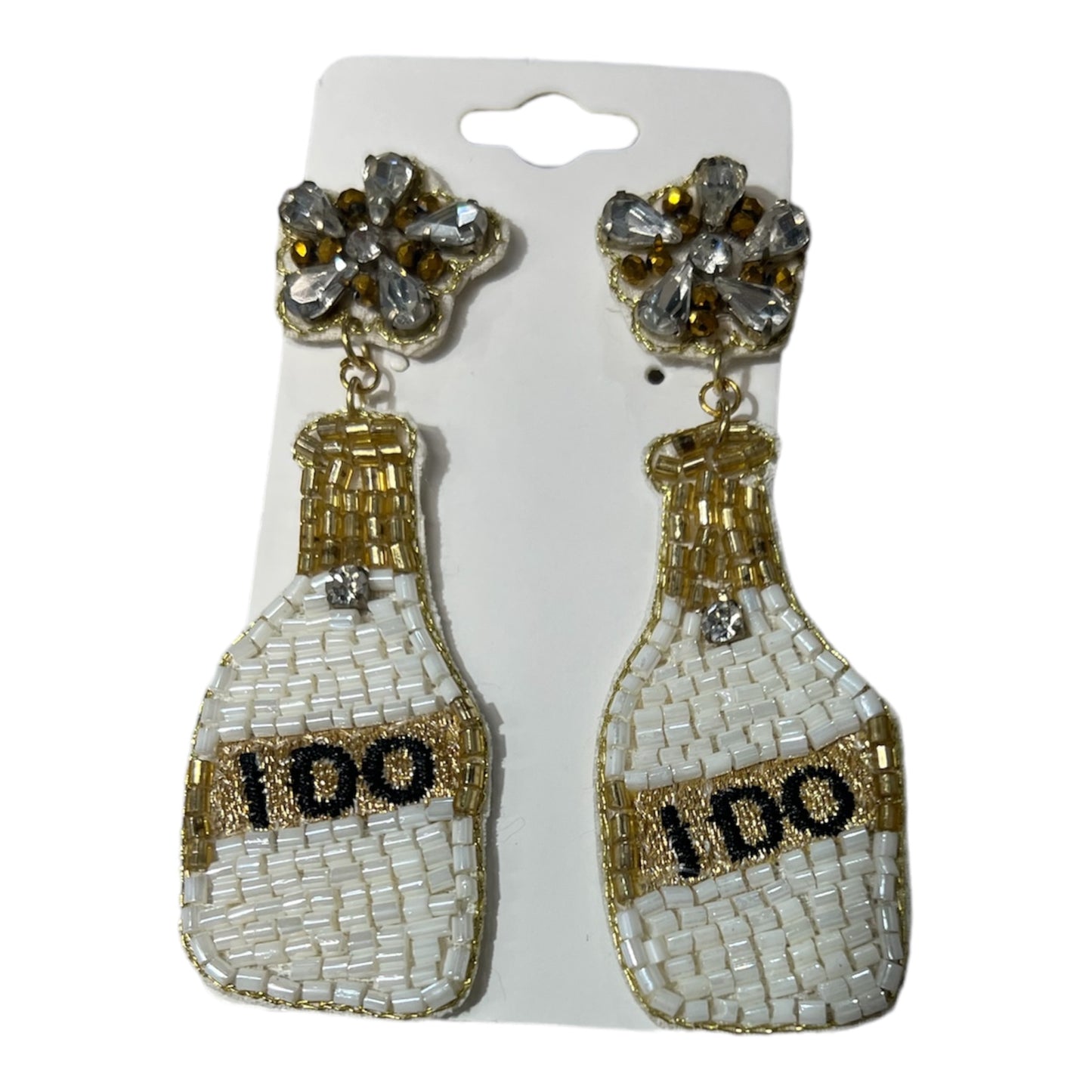 "I Do" Champagne Bottle Beaded Earrings