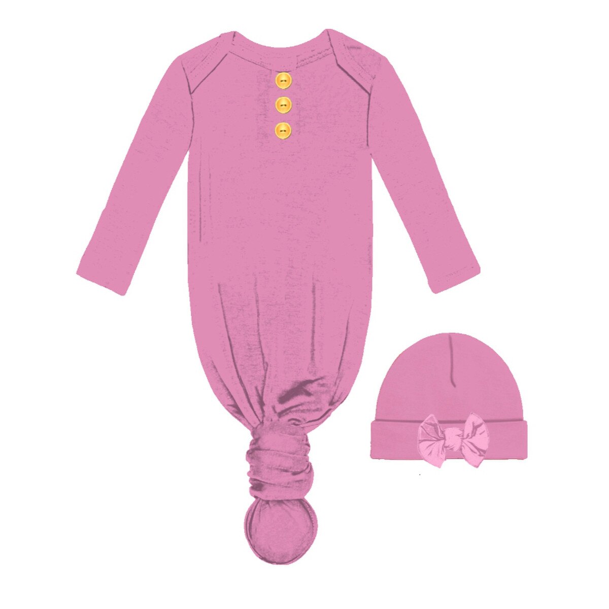 Graceful Pink Baby Gown and Beanie Set
