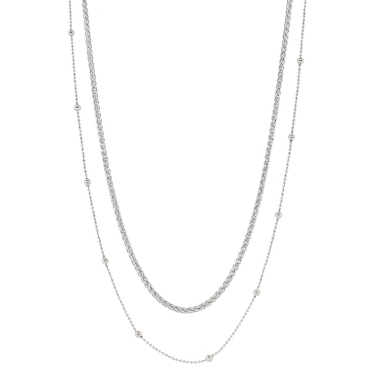 16", 18" 18K White Gold Plated Dainty 2 Strand Chain Necklace