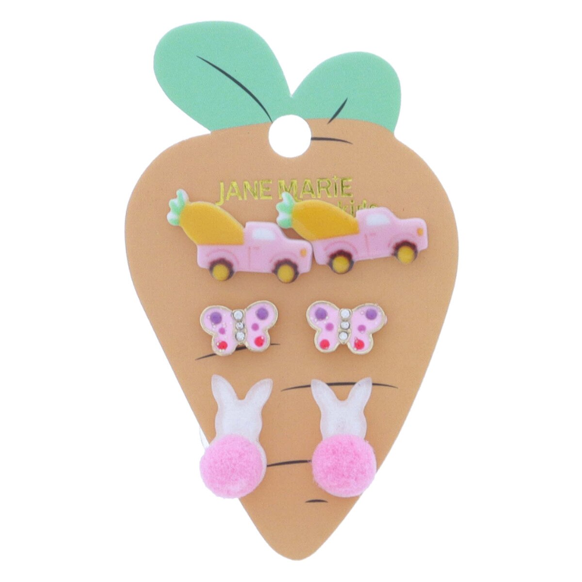 Trio Stud Set with Bunny Pom Pom