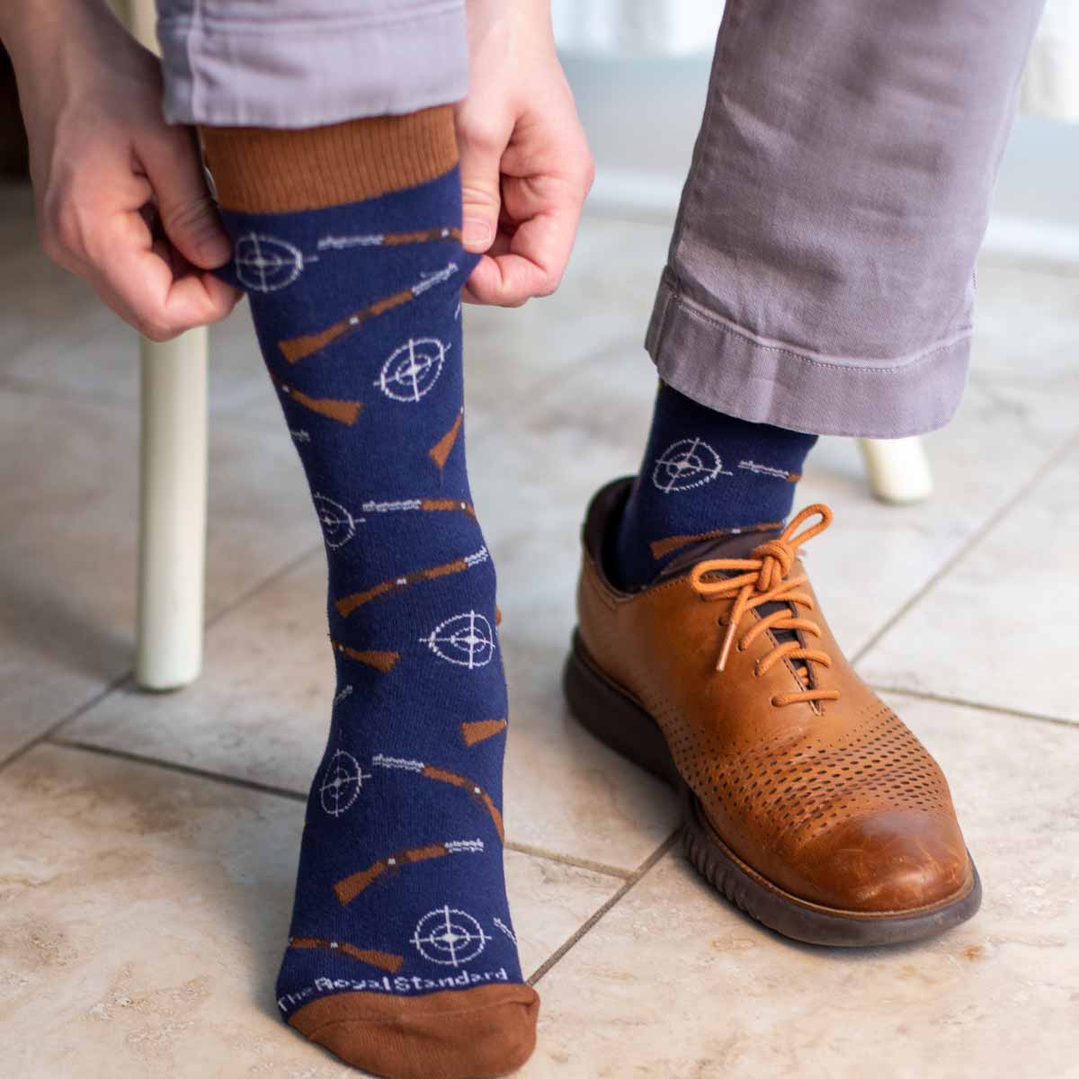Men's Hunting Socks in Navy/Brown - Ascension Golf Carts, LLC