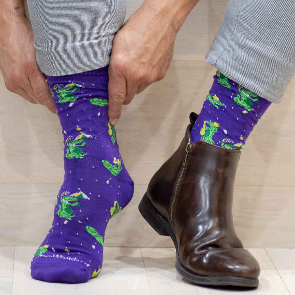 Men's Mardi Gras Mambo Gator Socks - Ascension Golf Carts, LLC