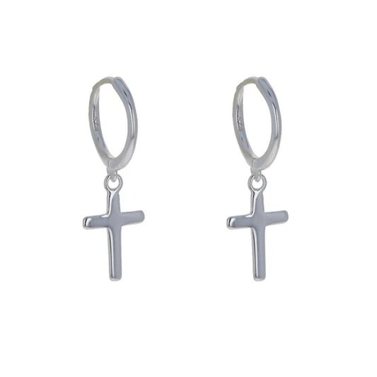 Mini Hoop with Cross Earrings