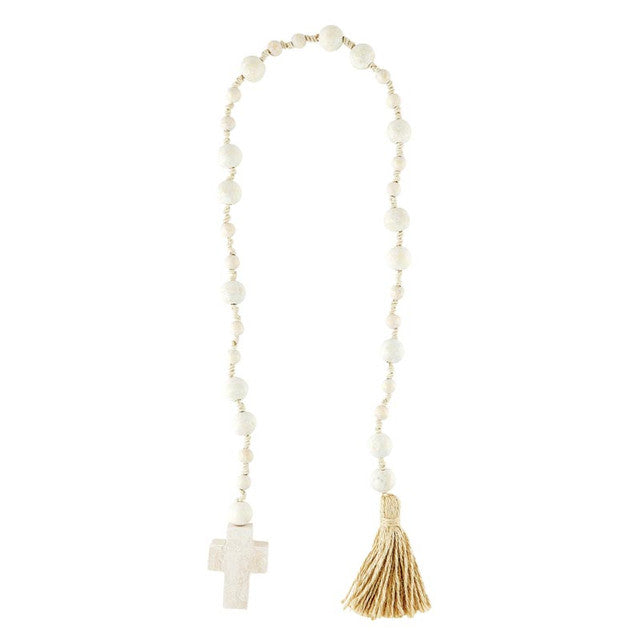 Face to Face Wood Beaded Garland - Cross