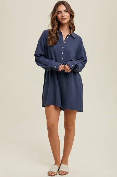 Wishlist - Navy Linen Romper