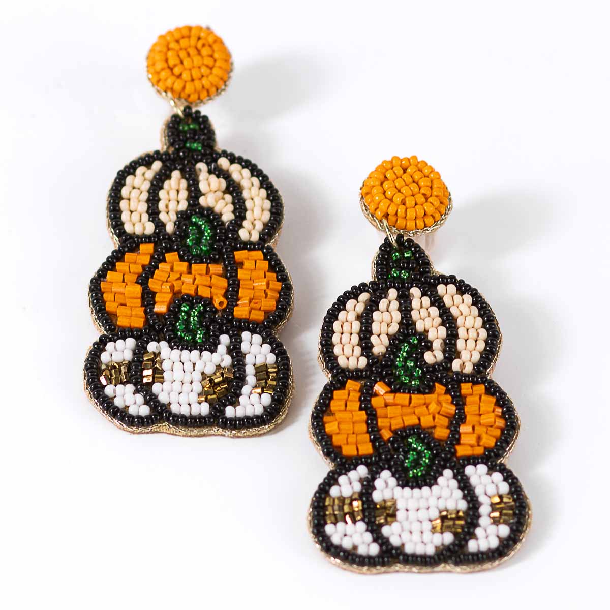 Pumpkin Trio Beaded Earrings