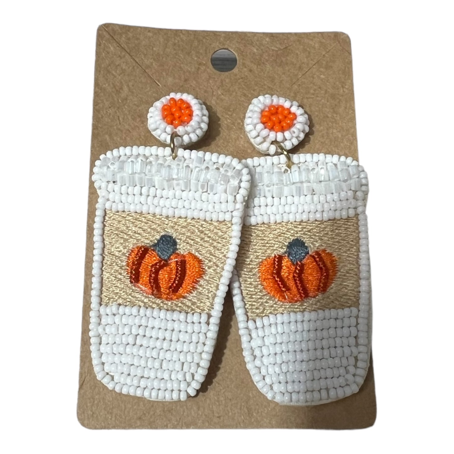 Pumpkin Spice Latte Beaded Earrings
