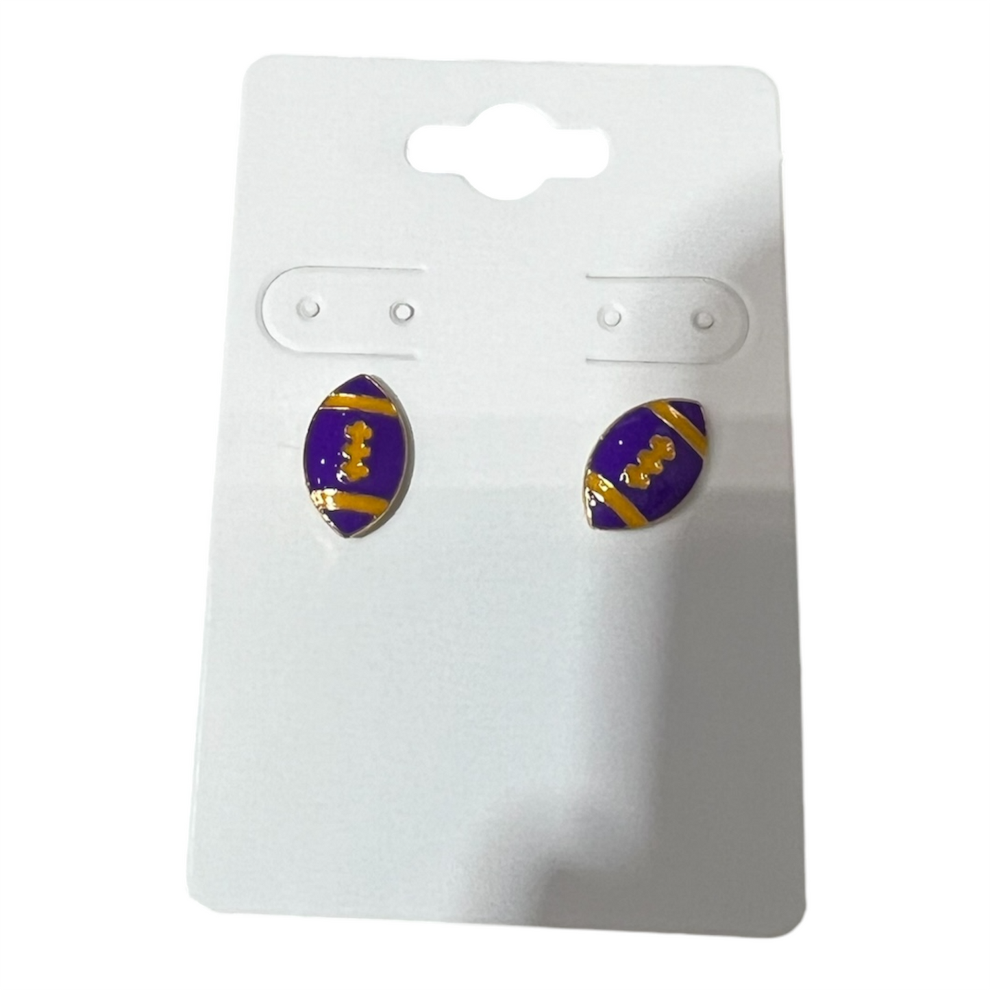 Purple and Gold Football Stud Earrings
