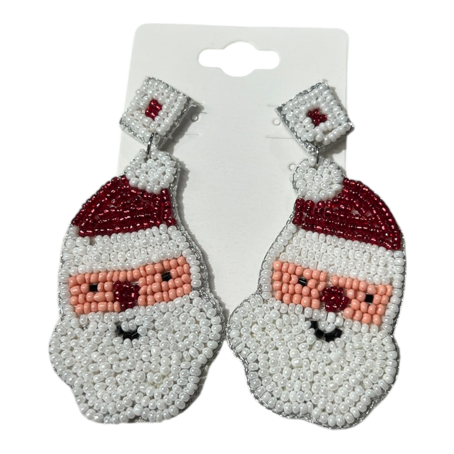 Red Santa Beaded Earrings