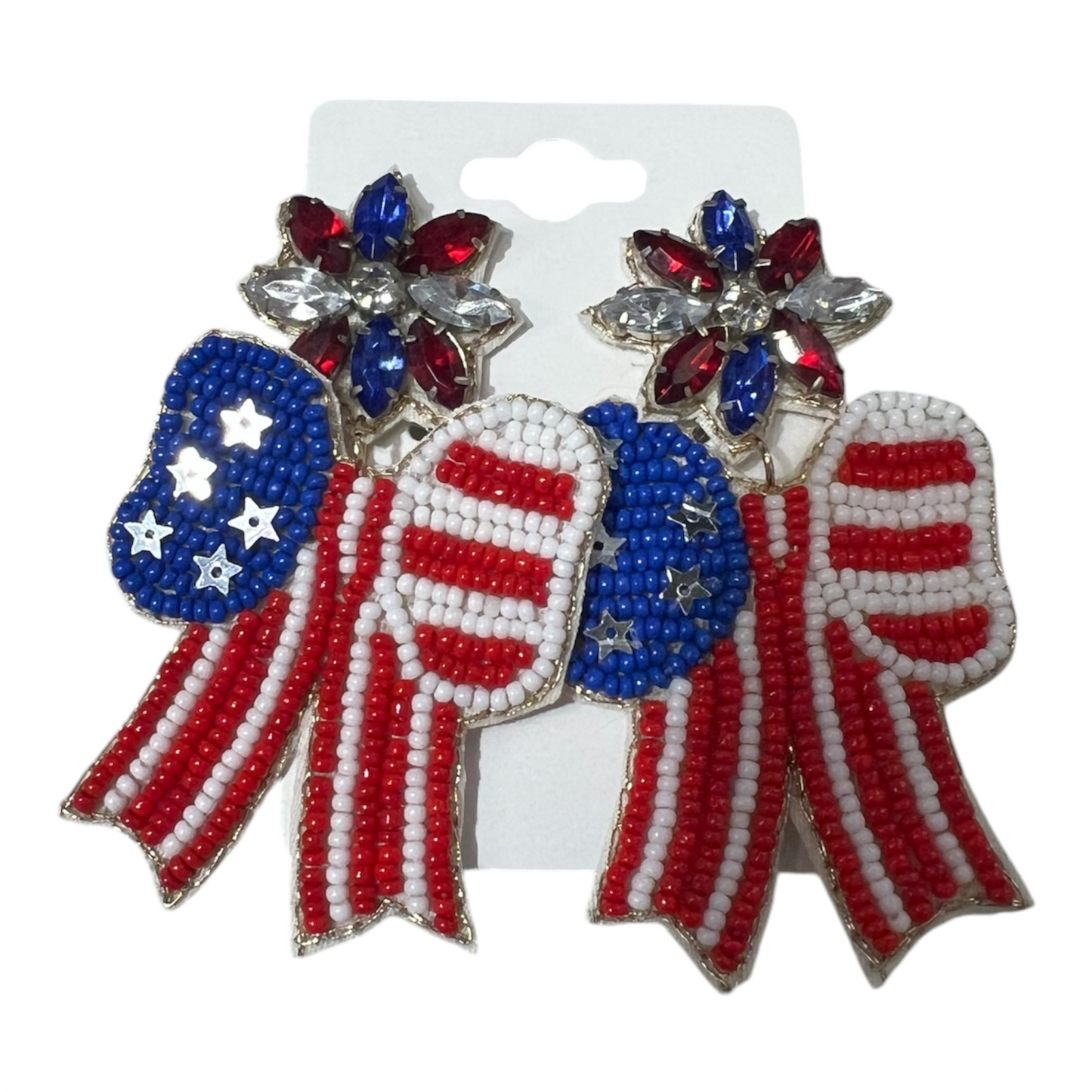 Red, White, and Blue Bow Earrings