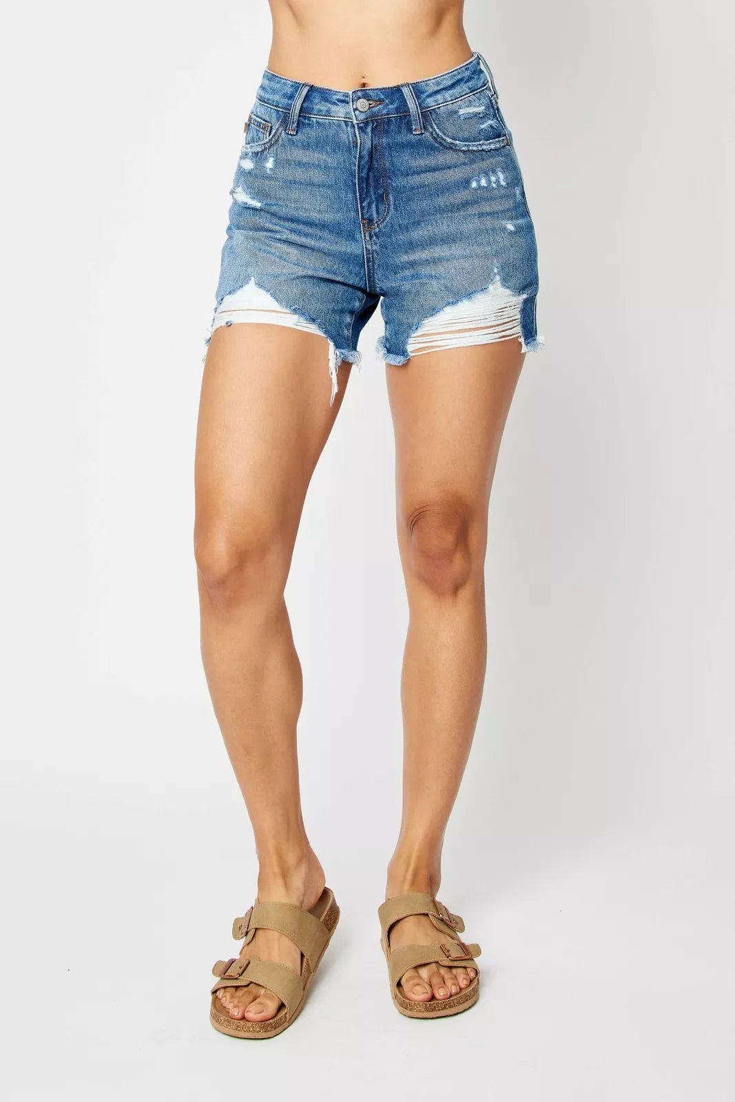 Judy Blue High Waist Rigid Magic Destroy Fray Hem Shorts