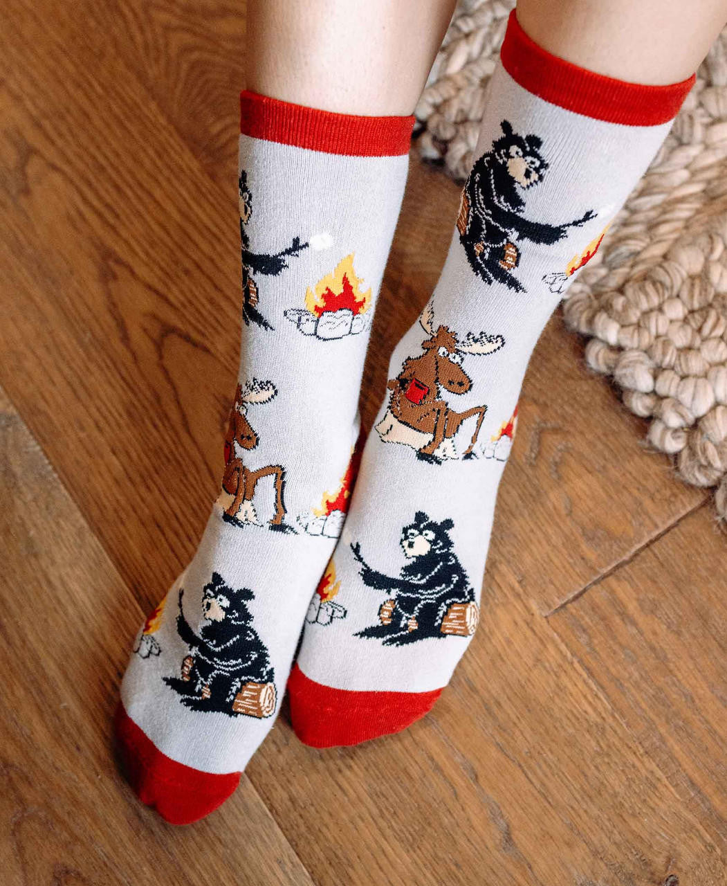 Happy Camper Grey Crew Sock