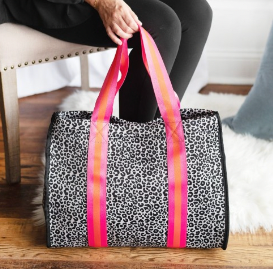 Hot Pink & Coral Leopard Neoprene Tote - Ascension Golf Carts, LLC