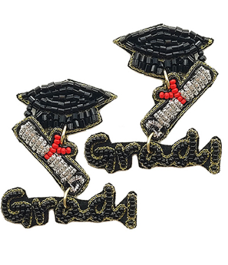 Beaded Grad!, Cap & Diploma Earrings