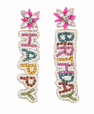 Beaded "Happy Birthday" Earrings