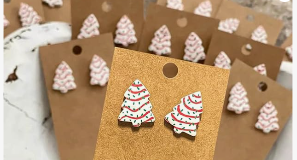 Christmas Tree Cake Stud Earrings