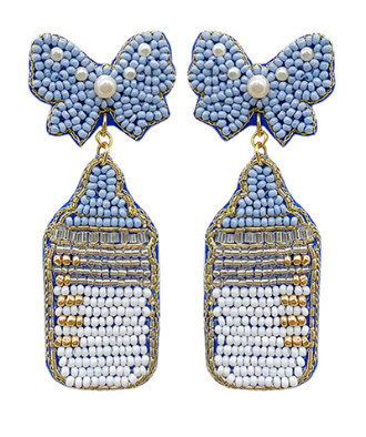 GS - Blue Baby Bottle Beaded Earrings
