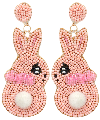 GS - Pink Bunny Beaded Earrings