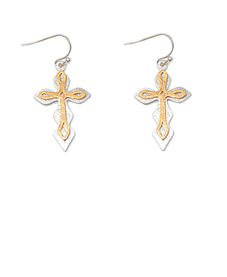 GS - Silver and Gold Cross Earrings