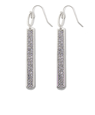 GS - Silver Crystal Bar Earrings