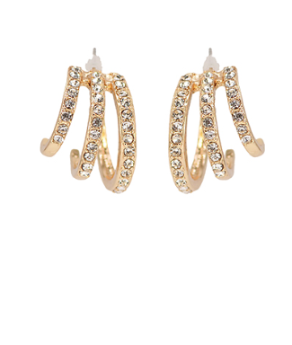 GS - Clear/Gold Triple Hoop Earrings