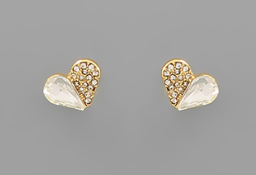 Clear Heart Stud Earrings