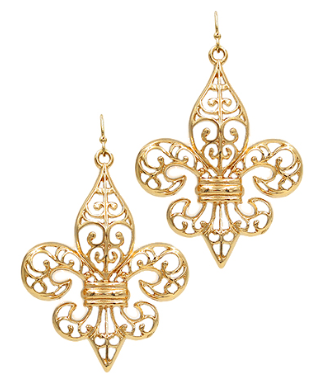 GS - Gold Metal Fleur de Lis Earrings