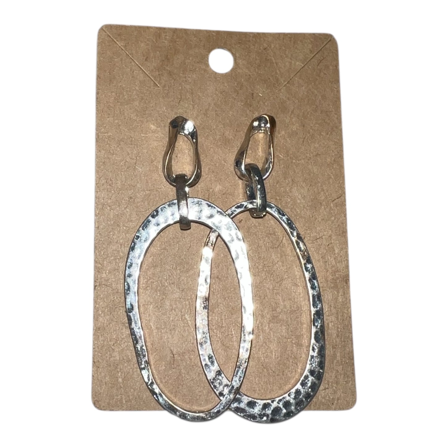 Silver Oval Dangle Earrings