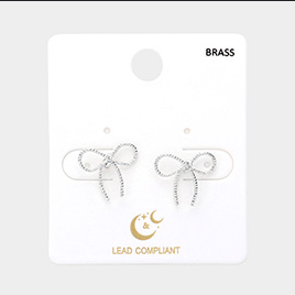 Silver Rope Stud Bow Earrings