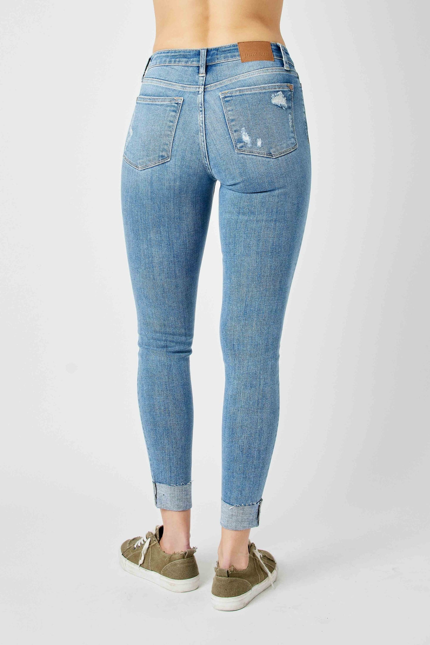 Judy Blue Mid-Rise Destroy & Cuff Skinny