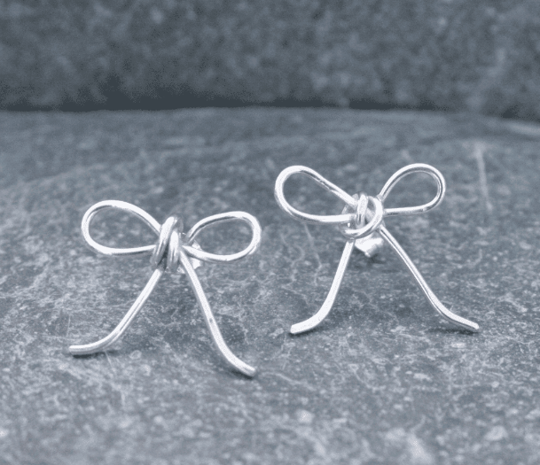 Small Silver Bow Earrings