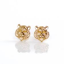 Gold Tiger Stud Earrings