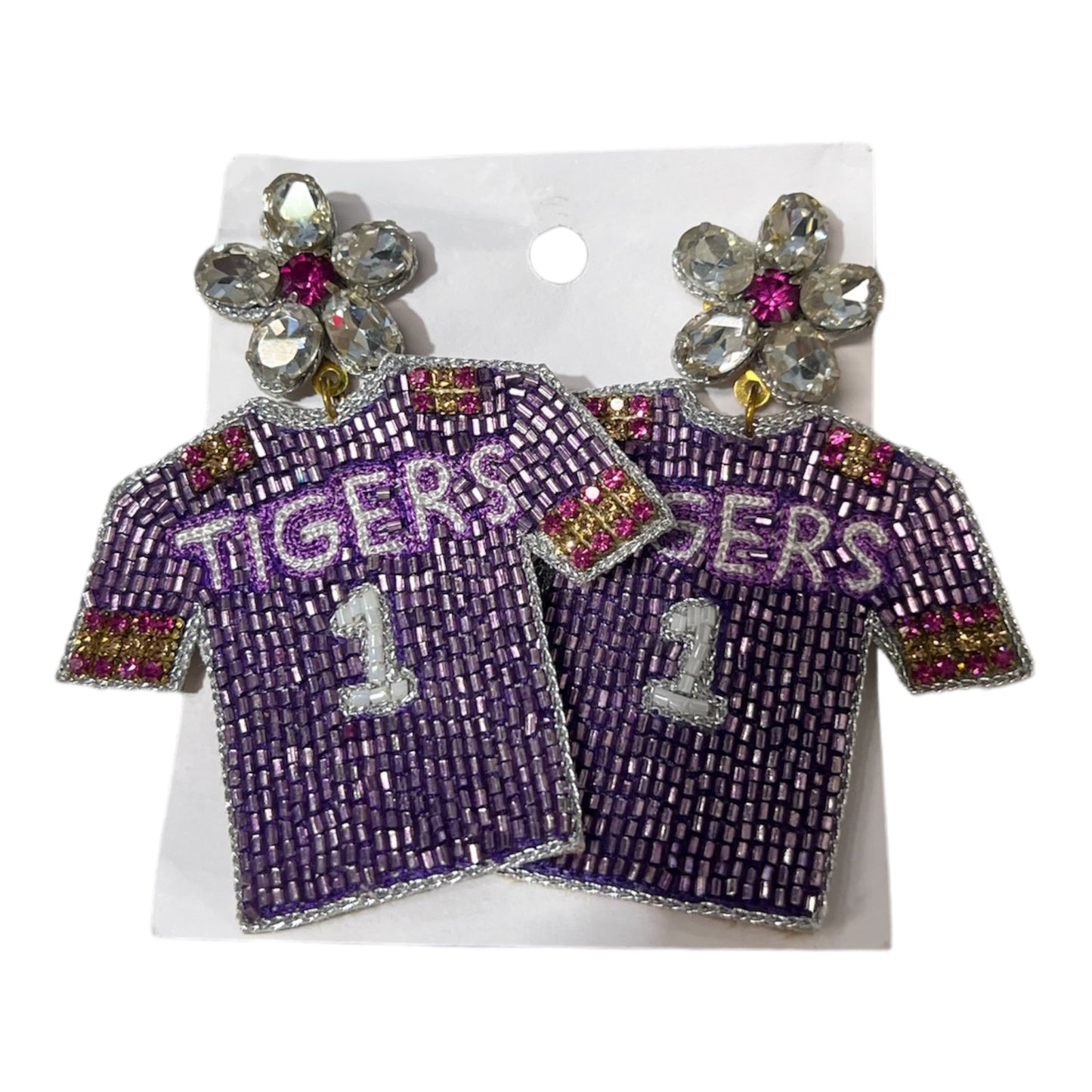 Tigers Jersey Beaded Earrings